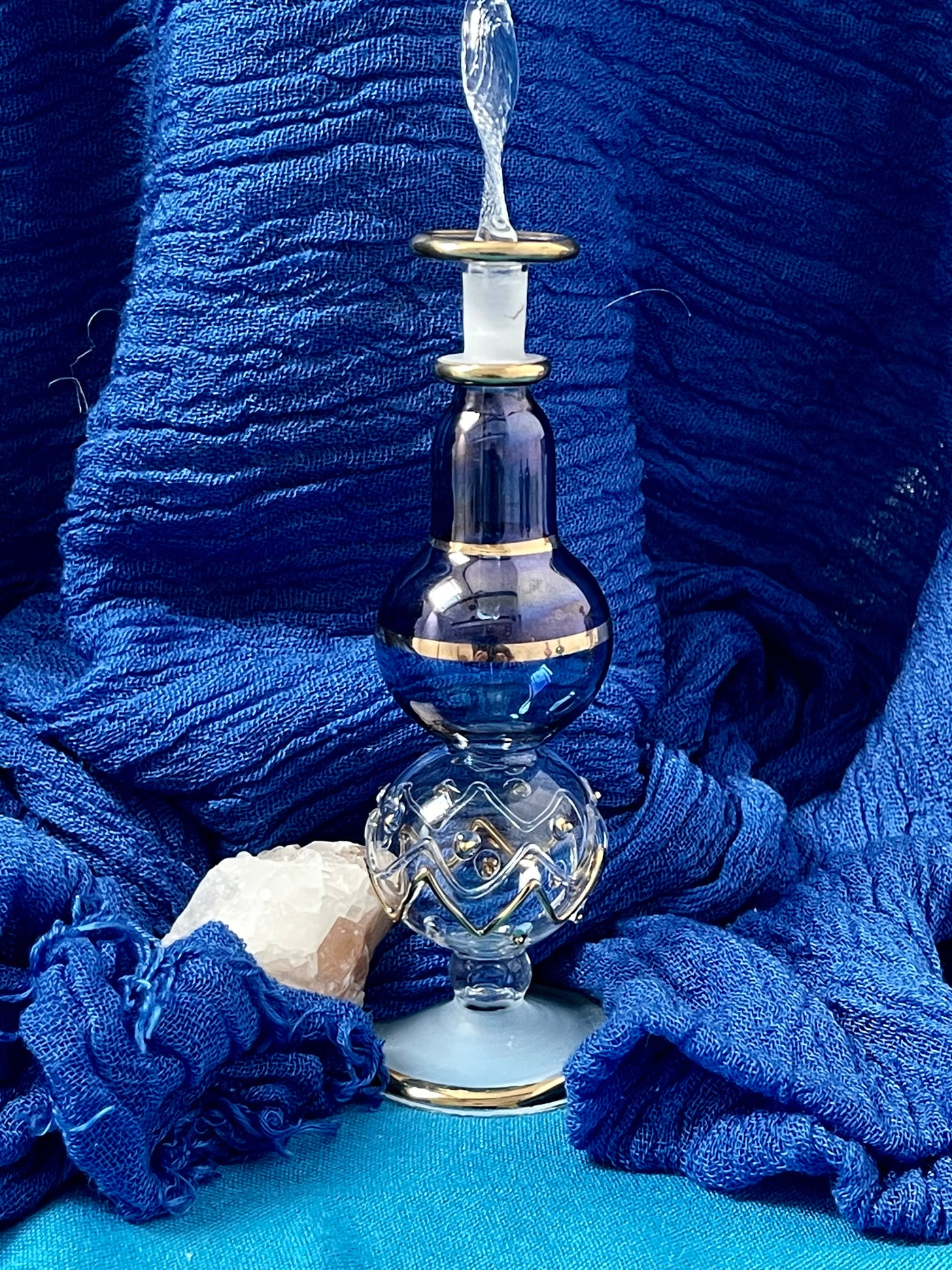 EGYPTIAN HAND-BLOWN ESSENTIAL OIL GLASS BOTTLE